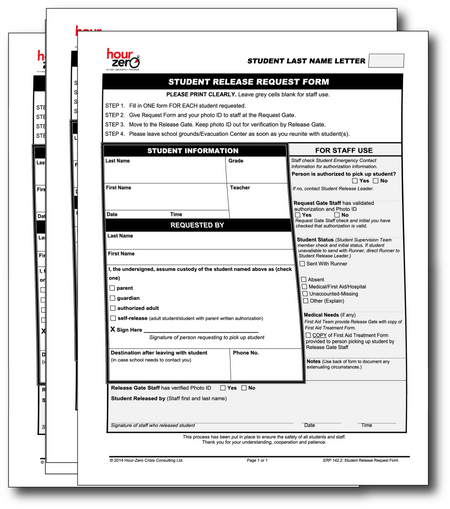 Student Release Request Forms (Pad of 100 forms)